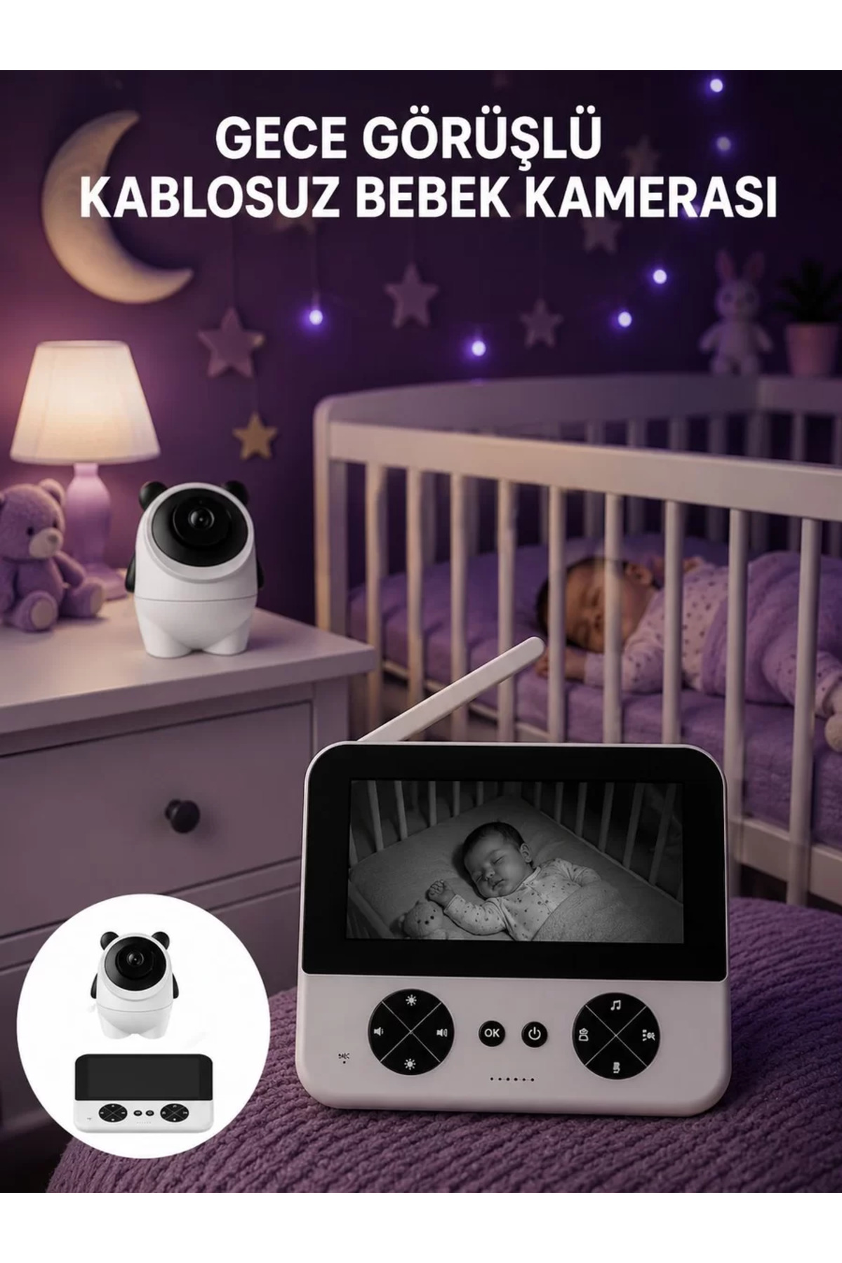 Kablosuz Bebek Kamera Sistemi Ninni ve Alarm Özellikli Yeni Nesil