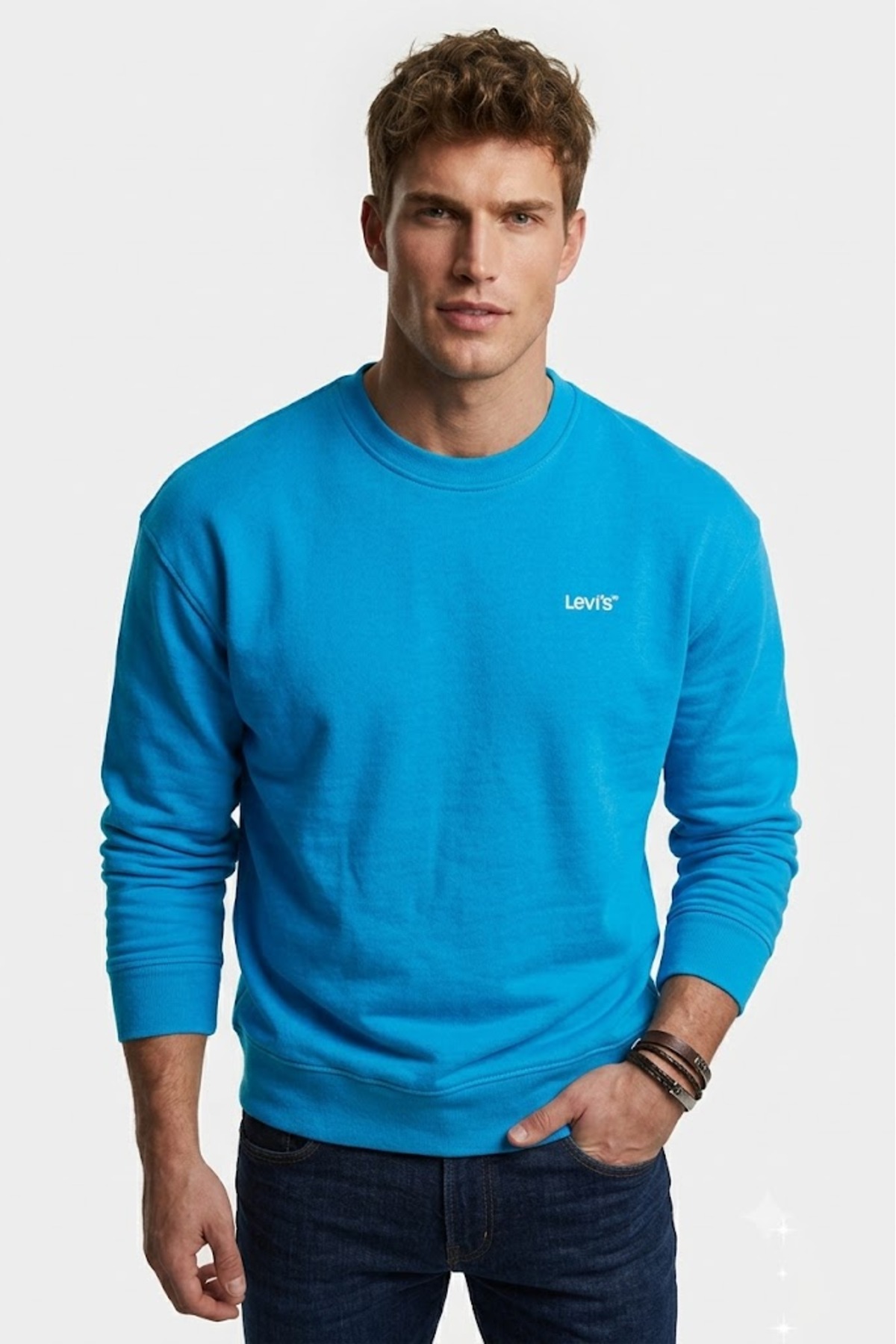 سویشرت آبی مردانه یقه گرد ۱۰۰٪ پنبه‌ای، راحت و مناسب لیوایز سویشرت Levi's