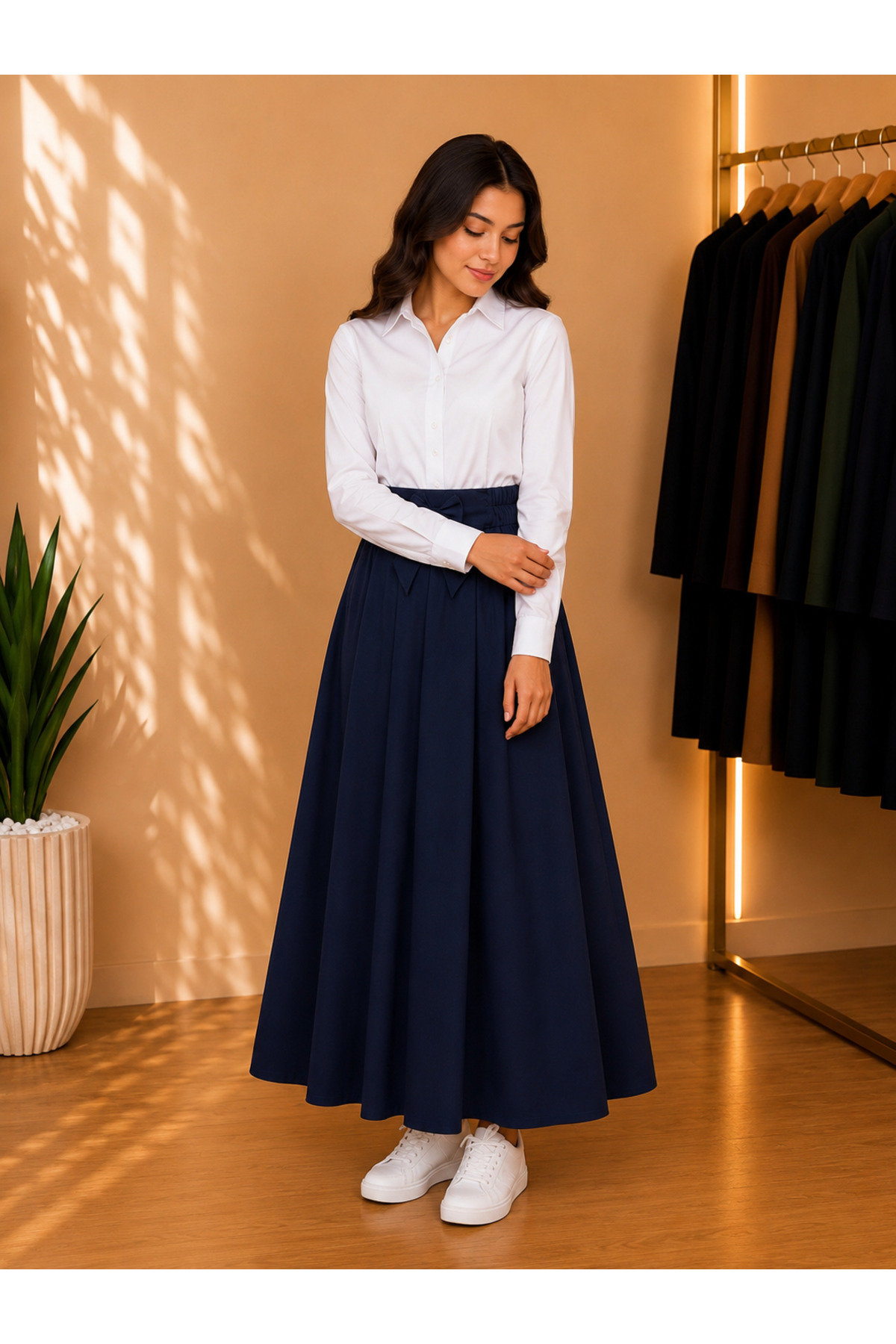 Girls Long School Uniform Skirts Designs White Blouse