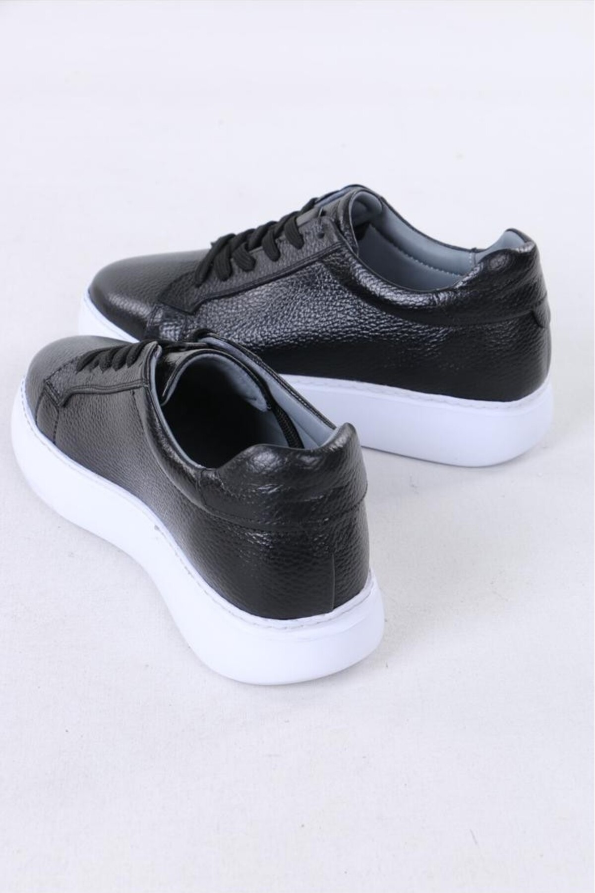 TROVIX Premium Siyah Erkek Sneaker, %100 Hakiki Deri, Beyaz EVA Tabanı görsel 7
