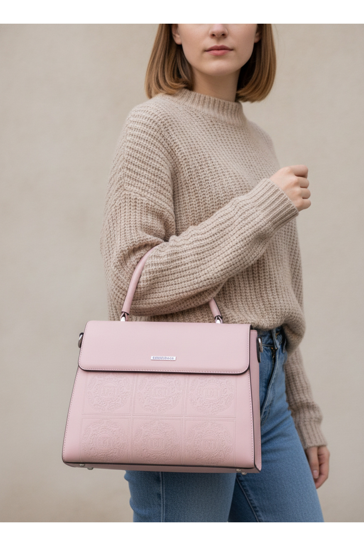 SilviaRosa Women's Flap Bag , Embossed Monogram, Pink - Price, Reviews