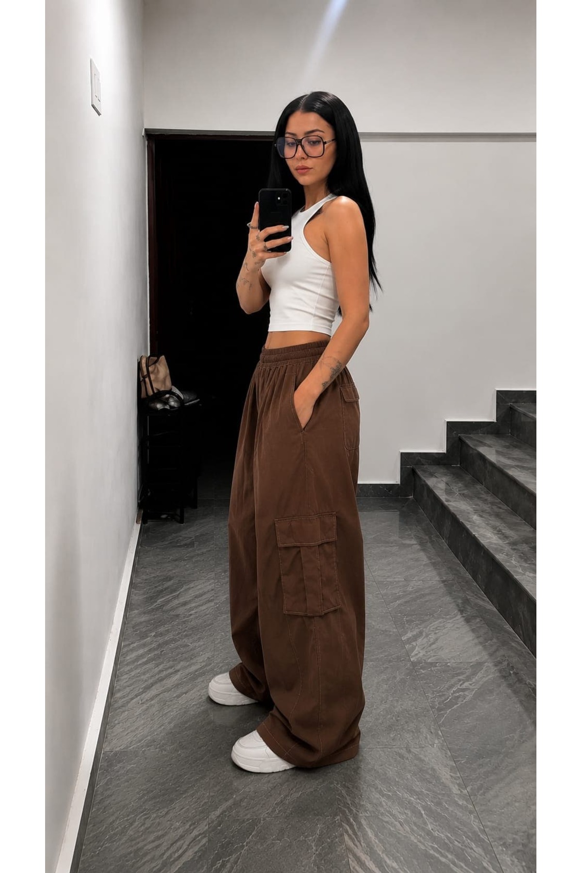 Birgül Sezişli Butik Kargo Cepli Geniş Paça Pantolon