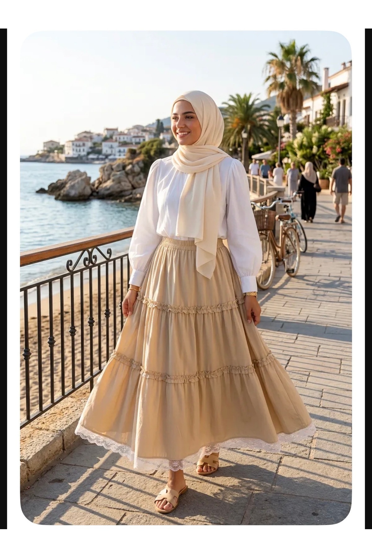MODELİSA FIRFIRLI DANTELLİ POPLİN ETEK