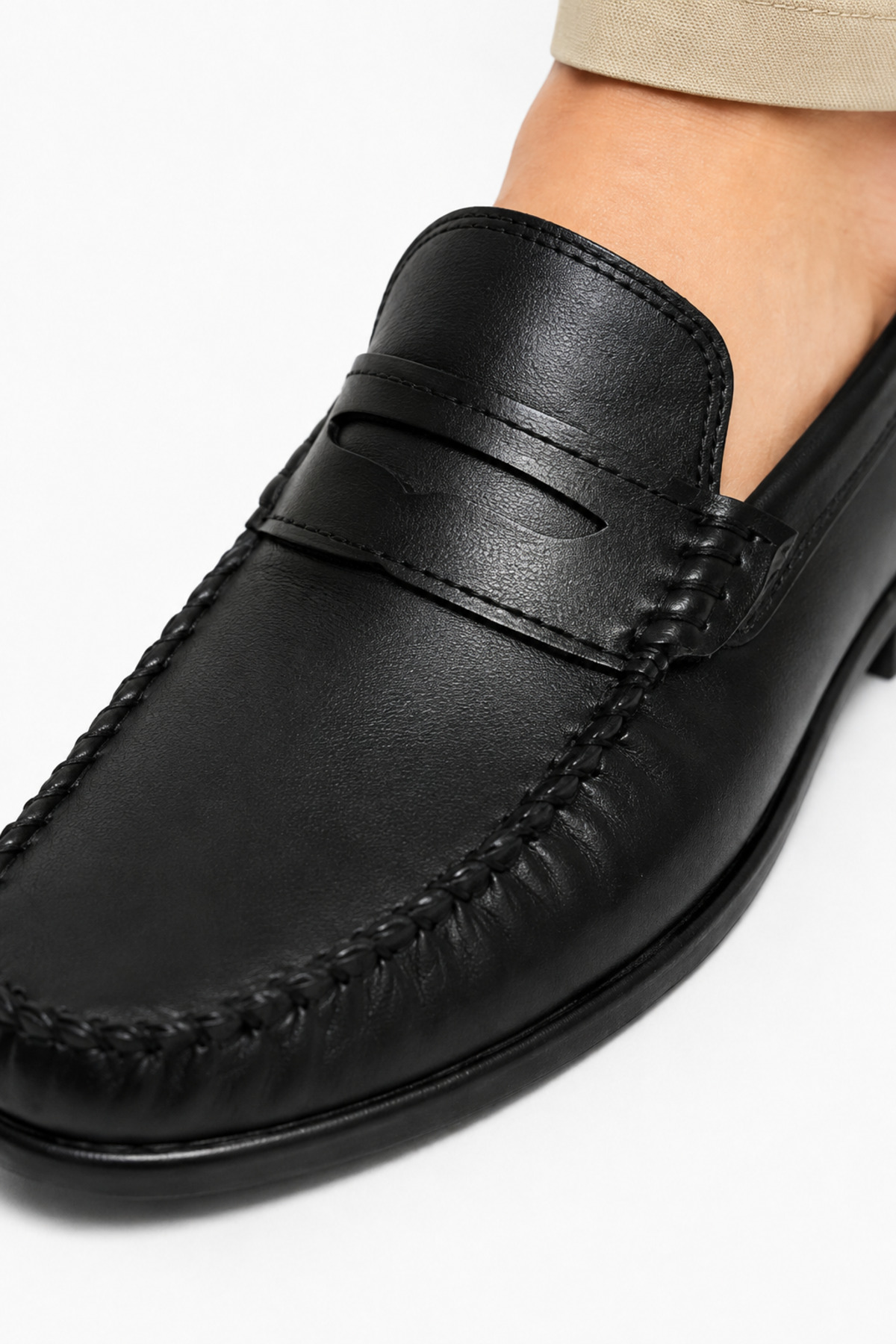 By Sabit Erkek Siyah Loafer Ayakkabı Klasik Bağcıksız Günlük Ofis Damatlık Suni Deri PVC Taban görsel 6