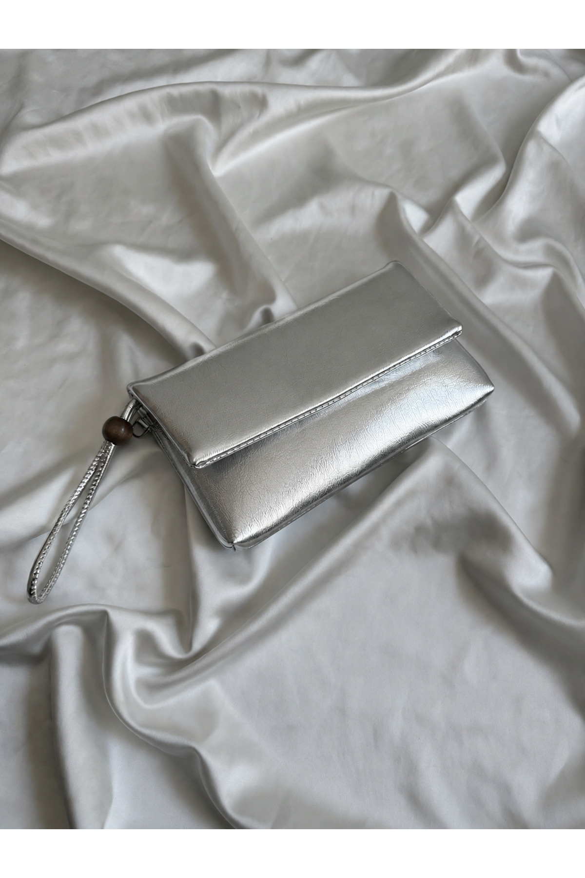 Mia Collection Sade Model Clutch Çanta , Portföy Çanta , El Çantası Gümüş görsel 3