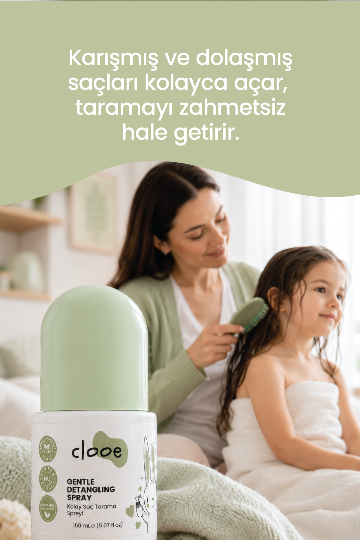 Kolay Saç Tarama Spreyi – Saç Açıcı & Elektriklenme Karşıtı Bakım Spreyi Vegan, Alkolsüz 150 ml — STK039 — تصویر 4 از 4