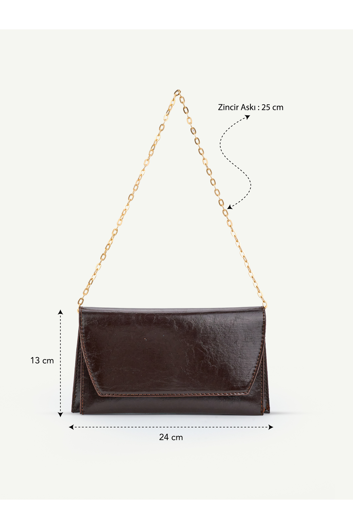 Nudia Sisi Zincir Askılı Mıknatıs Detaylı Zincir Askılı Kapaklı Kadın El ve Omuz Çantası, Şık Portföy Clutch görsel 5