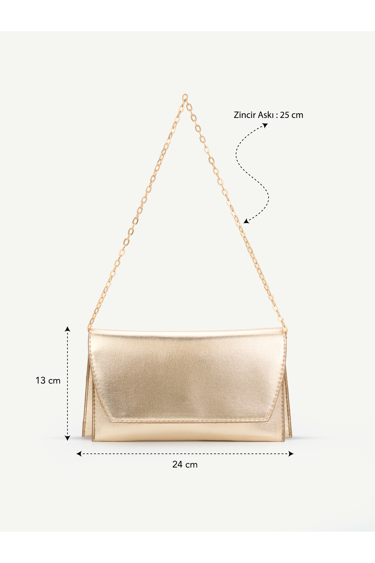 MYSTOBAG Sisi Mıknatıs Detaylı Zincir Askılı Kapaklı Kadın El ve Omuz Çantası - Şık Clutch Portföy görsel 5