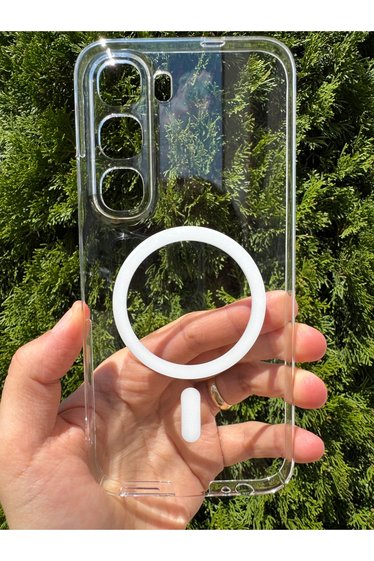 iNfinix Hot 60 Pro Uyumlu Kılıf İnce Sert Sararmaz Magsafe Kamera Korumalı Koruyucu Dayanıklı Transparan Arka Kapak