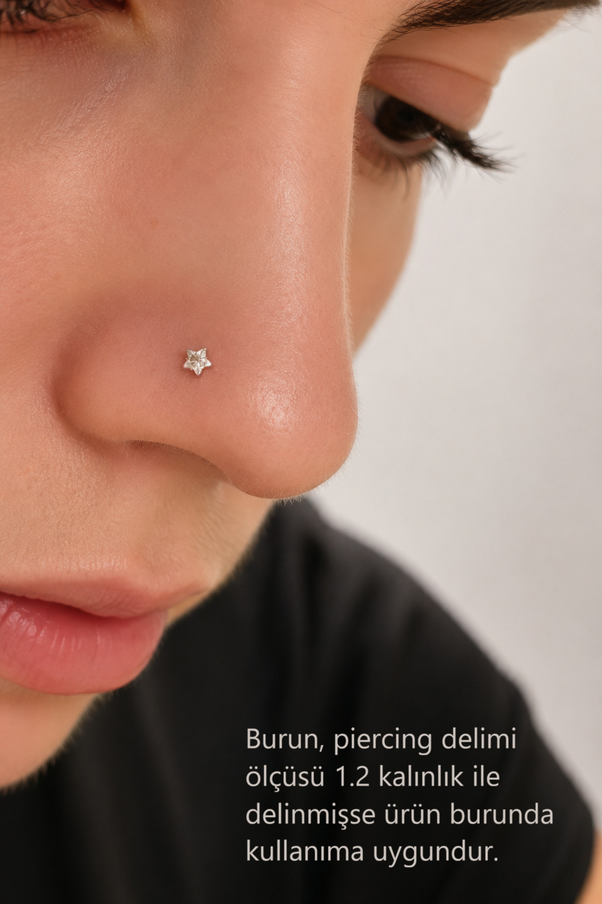 Sacce Scarves&Accessories 316L Çelik Minimal Yıldız Zirkon Taşlı Piercing 2 Adet, 8 mm Bar görsel 4