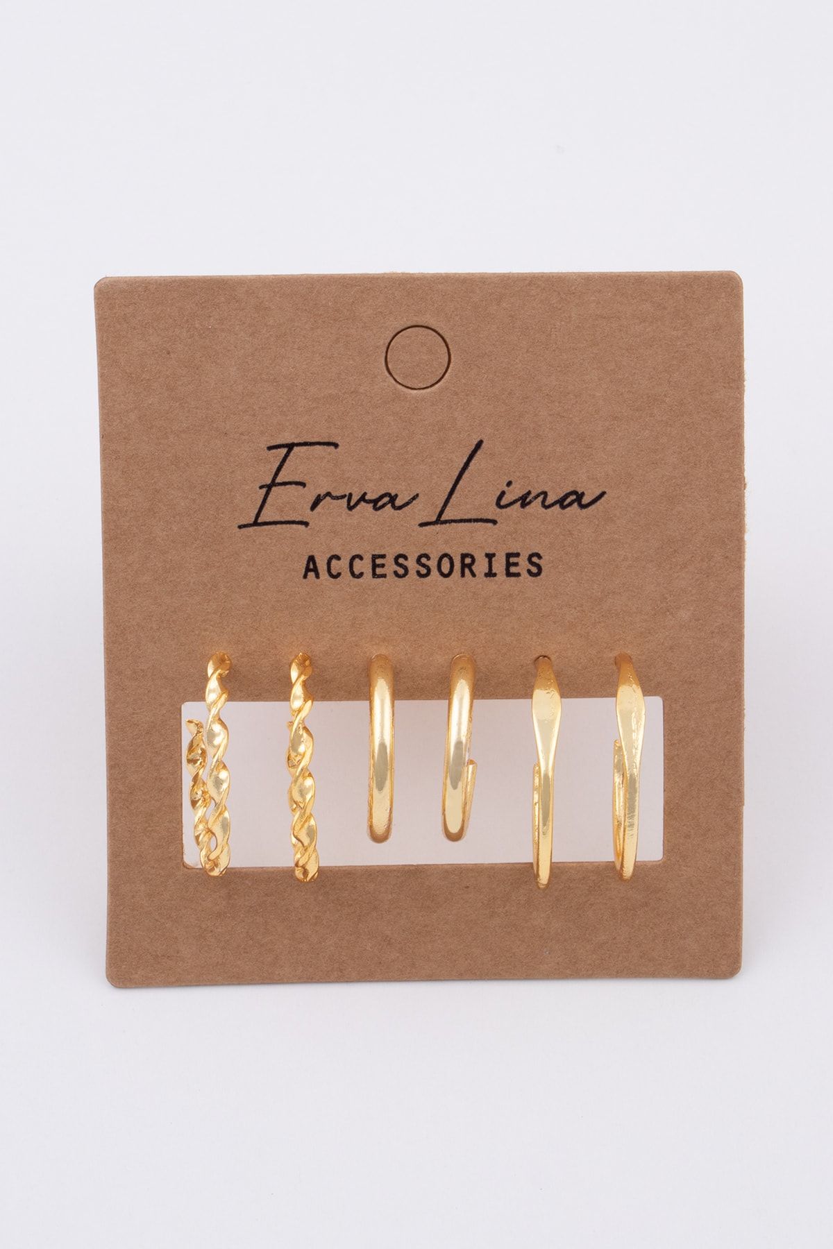Ervalina 3 Pair Combination Earring Set 069 Gold Color