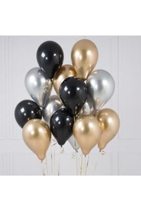 30 Adet Parti Balonu - Gold - Gümüş Pastel Siyah Metalik Balon TPKT000000205