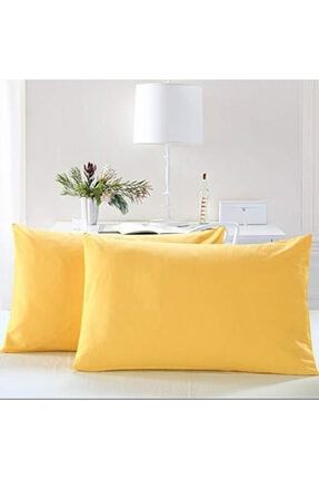 Sarı Renk Pamuk Saten Ikili Yastık Kıılıfı Sarımtırak