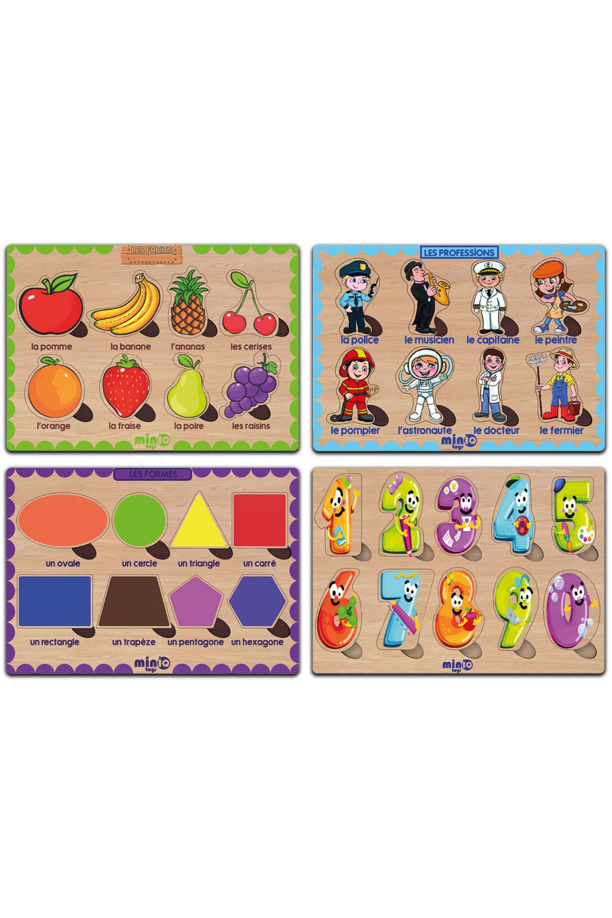 minİQ toys Ahşap Fransızca Sebzeler-meslekler-sekiller-sayilar 4’lü Set Eğitici-öğretici Yapboz fotoğrafı 2 (önizleme)