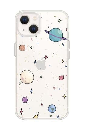 Iphone 13 Uyumlu Gezegenler Desenli Premium Silikonlu Şeffaf Telefon Kılıfı gezegenler13sf