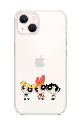 Iphone 13 Uyumlu Powerpuff Girls Desenli Premium Silikonlu Şeffaf Telefon Kılıfı powerpuffgirl13sf
