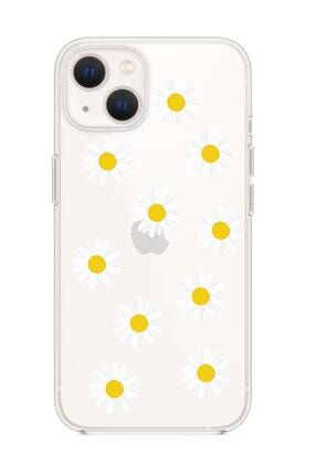 Iphone 13 Uyumlu Bahar Papatyaları Desenli Premium Silikonlu Şeffaf Telefon Kılıfı baharpapatyalari13sf
