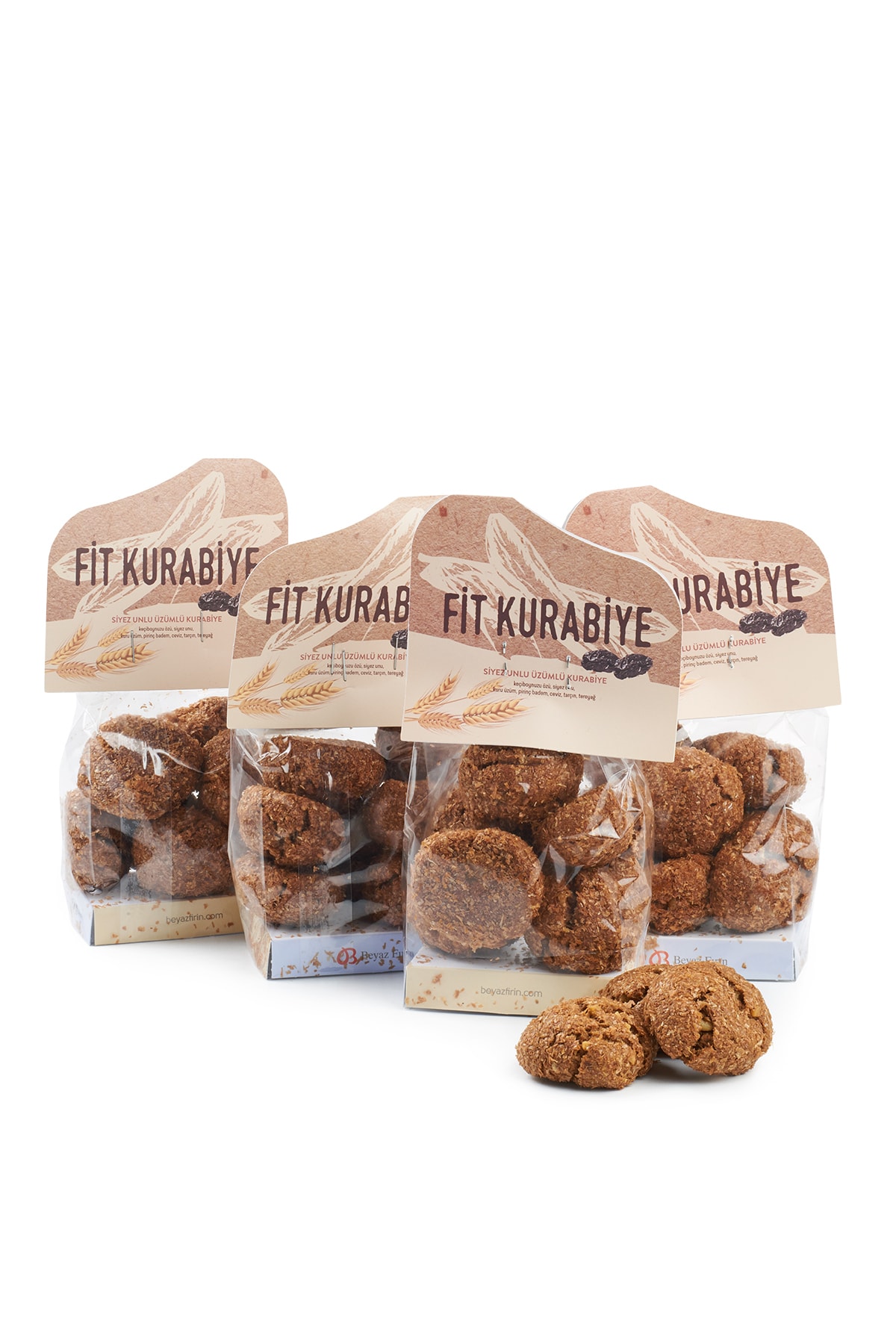 Beyaz Fırın Dörtlü Siyez Unlu Kepekli Üzümlü Kurabiye Paketi
