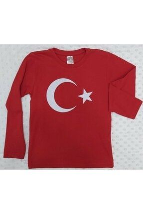 Uzun Kollu Türk Bayrağı Baskılı T-shirt NTTRSSATATURK1UZN
