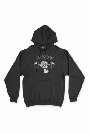 Crossfit Siyah Kapşonlu Sweatshirt Hoodie 206121