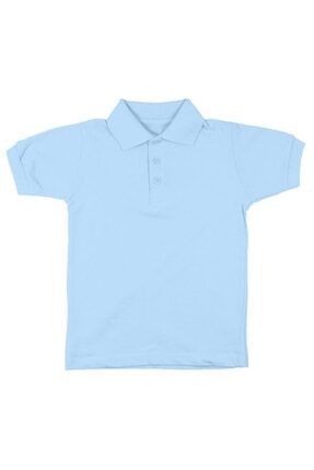 Çocuk Polo Yaka Kısa Kollu Bebek Mavisi Mavi Tişört Pamuklu Polo Yakalı Çocuk Tshirt HMPLC1100224