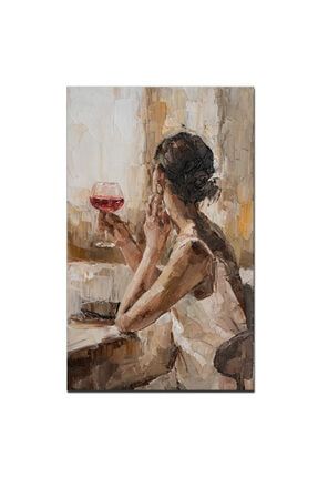 Td-23 Şarap & Kadın Yağlı Boya Dokulu -Kanvas Tablo tablodekor-VRYsltn-23