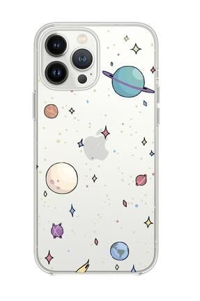 Iphone 13 Pro Max Uyumlu Gezegenler Desenli Premium Silikonlu Şeffaf Telefon Kılıfı gezegenler13pmsf
