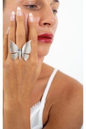 Kadın Gümüş Kaplama Kelebek Figürü Yüzük Kutcha172
