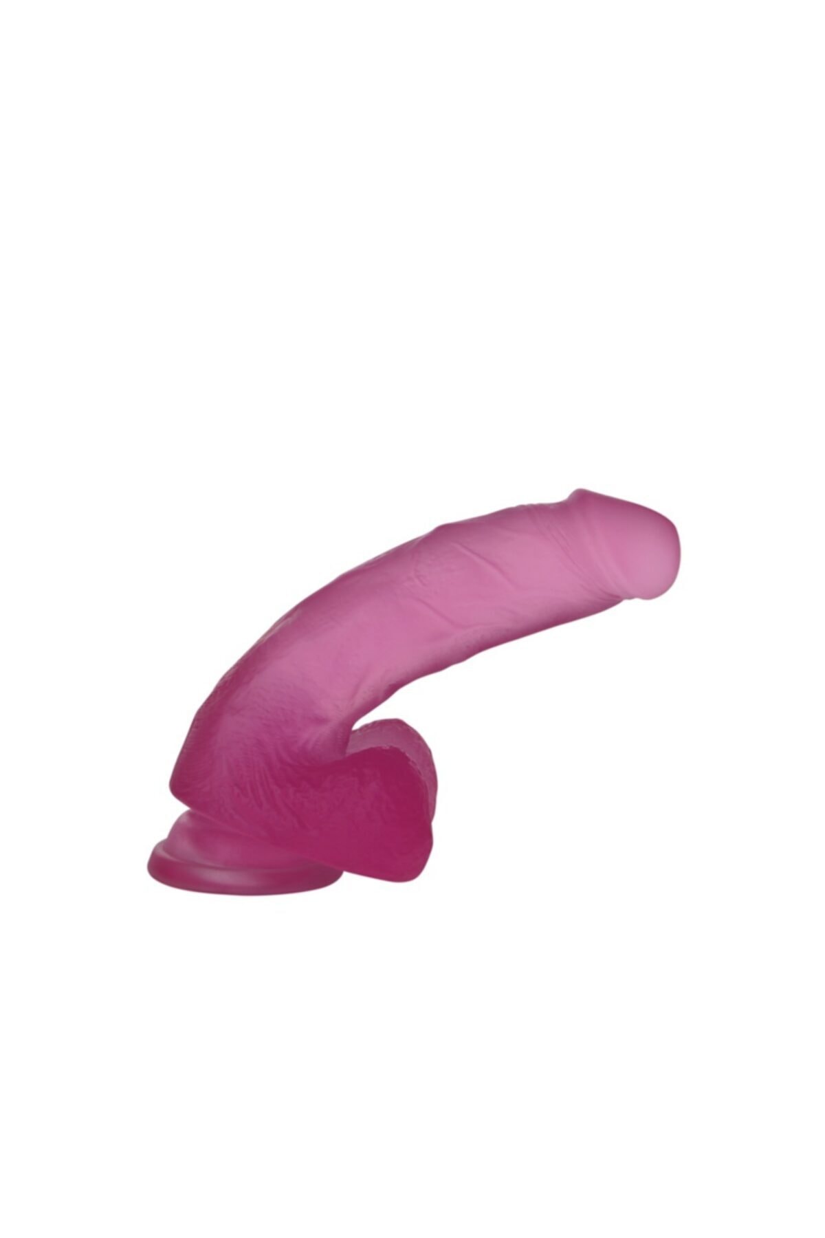 17,5 cm Şeffaf Realistik Damarlı Vantuzlu Pembe Dildo Penis 3