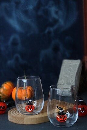 Halloween Bal Kabağı Figürlü 2 Li Su Bardağı ada3052
