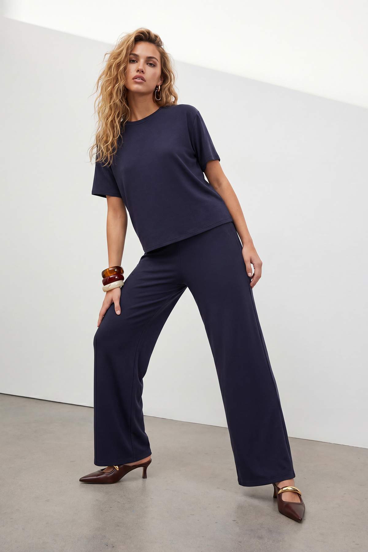 Drop by Trendyolmilla Lacivert Likralı Rahat Kalıp Alt-Üst Takım TDRSS26AU00033