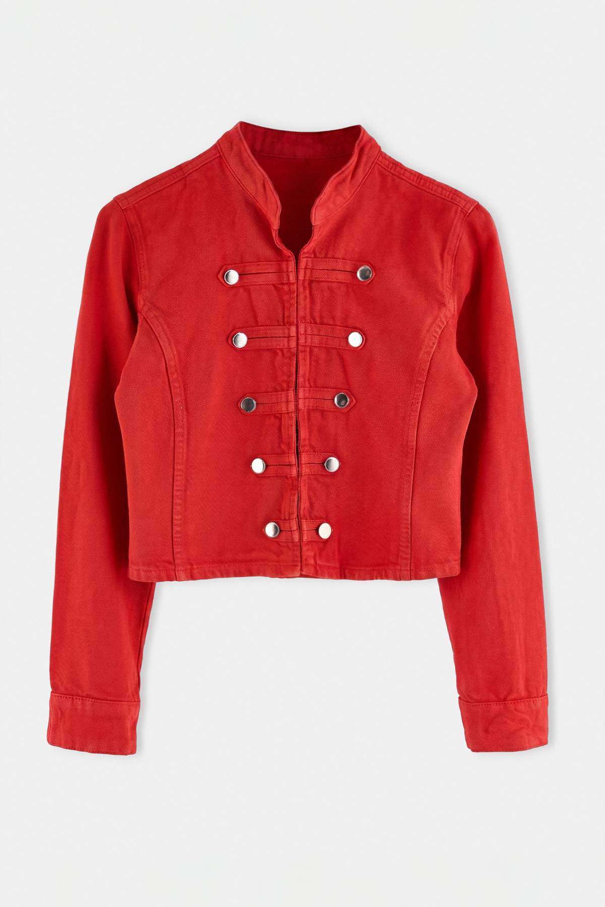 Trendyolmilla Kırmızı Düğmeli Fit Kesim Denim Ceket TWOAW27CE00016