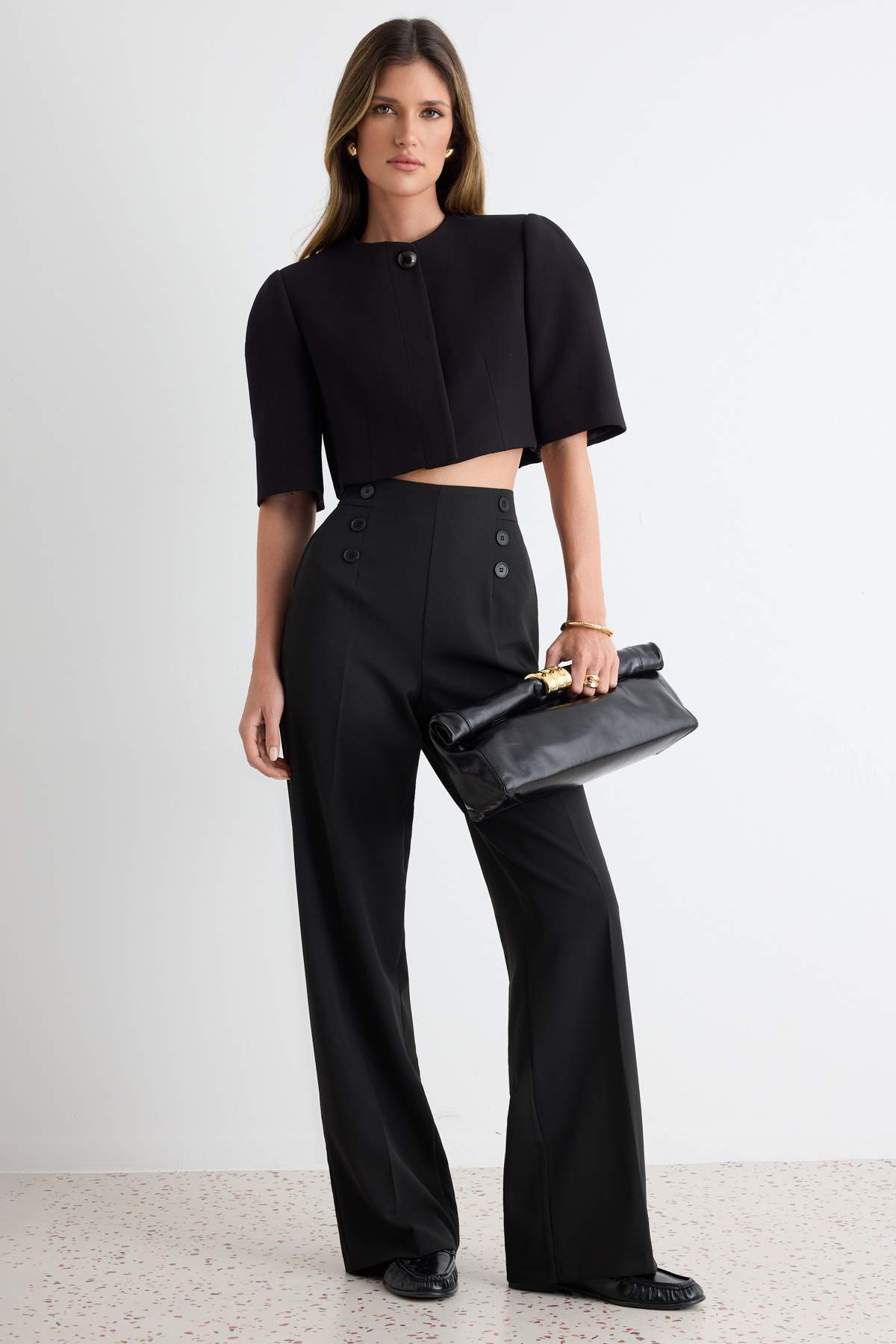 Trendyolmilla Siyah Kemer Detaylı Wide Leg/Geniş Paça Kumaş Pantolon TWOAW27PL00069