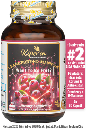 Kiperin Cranberry, D-mannoz, C Vitamin - Idrar Yolu Sağlığı (60Kapsül & 1400mg)