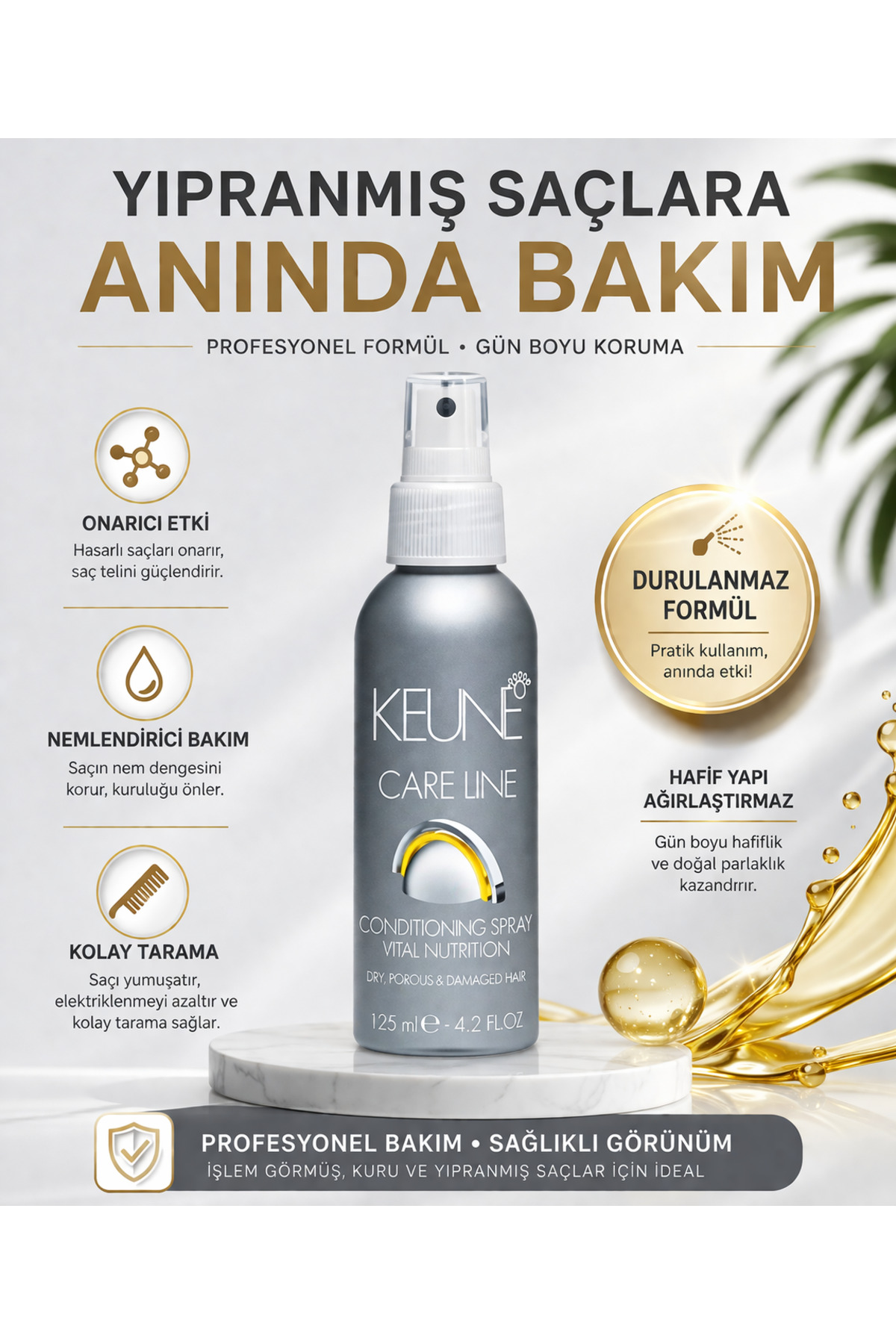 Keune Vital Nutrition Sprey | Durulanmayan Saç Bakım Spreyi | Hasarlı Saçlar İçin Onarıcı & Nemlendirici 125 ml — 8717185383829