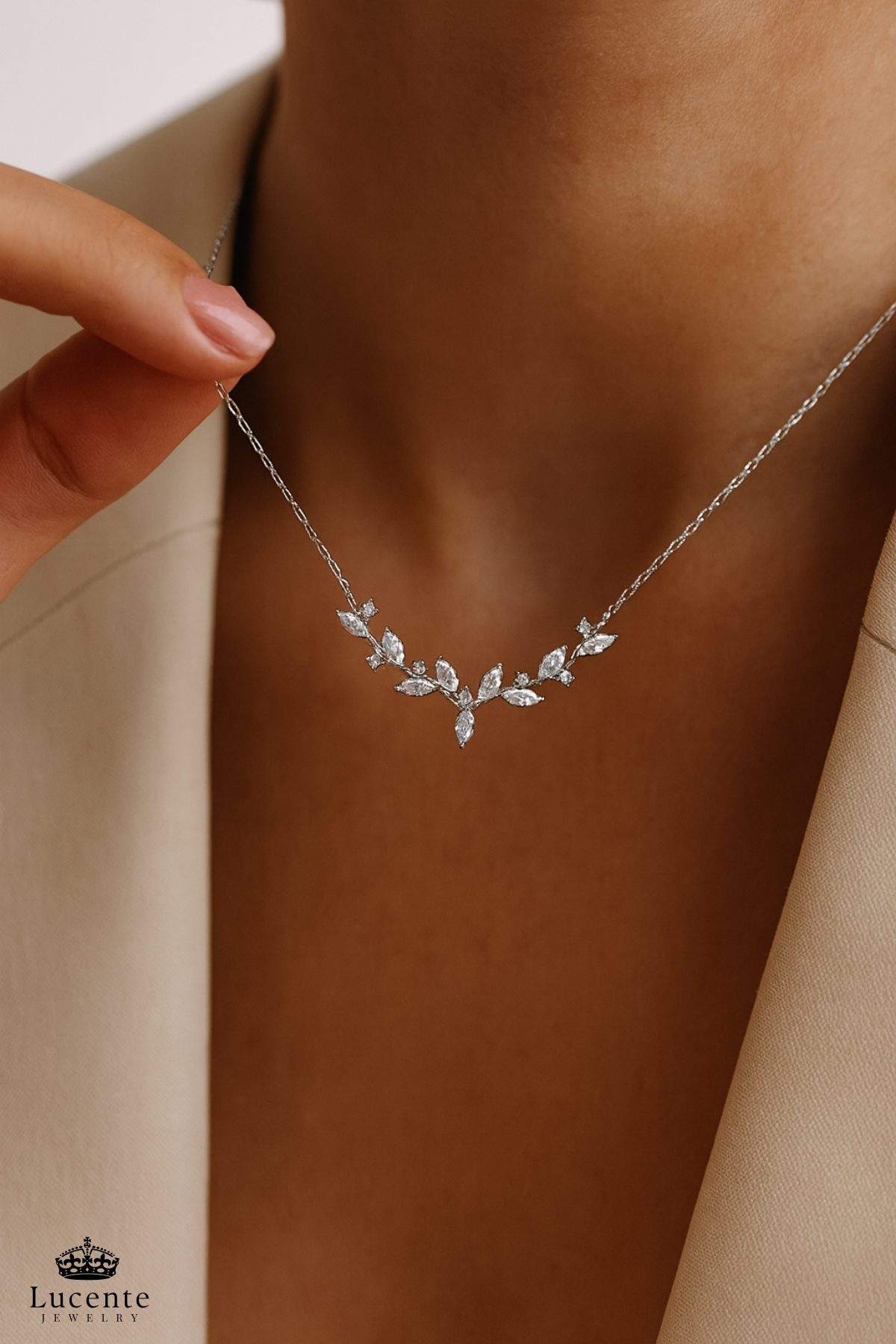 Lucente Jewellery Sarmaşık Aşk Şans Bereket Özel Tasarım 925 Ayar Hediyelik Mekik Taşlı Zarif Yaprak Dal Gümüş Sarmaşık Modeli 45 Cm Zincirli Kararma Karşıtı Rodyum Güçlendirmeli Küpe Hediyeli Şık Kadın Kolye görsel 4
