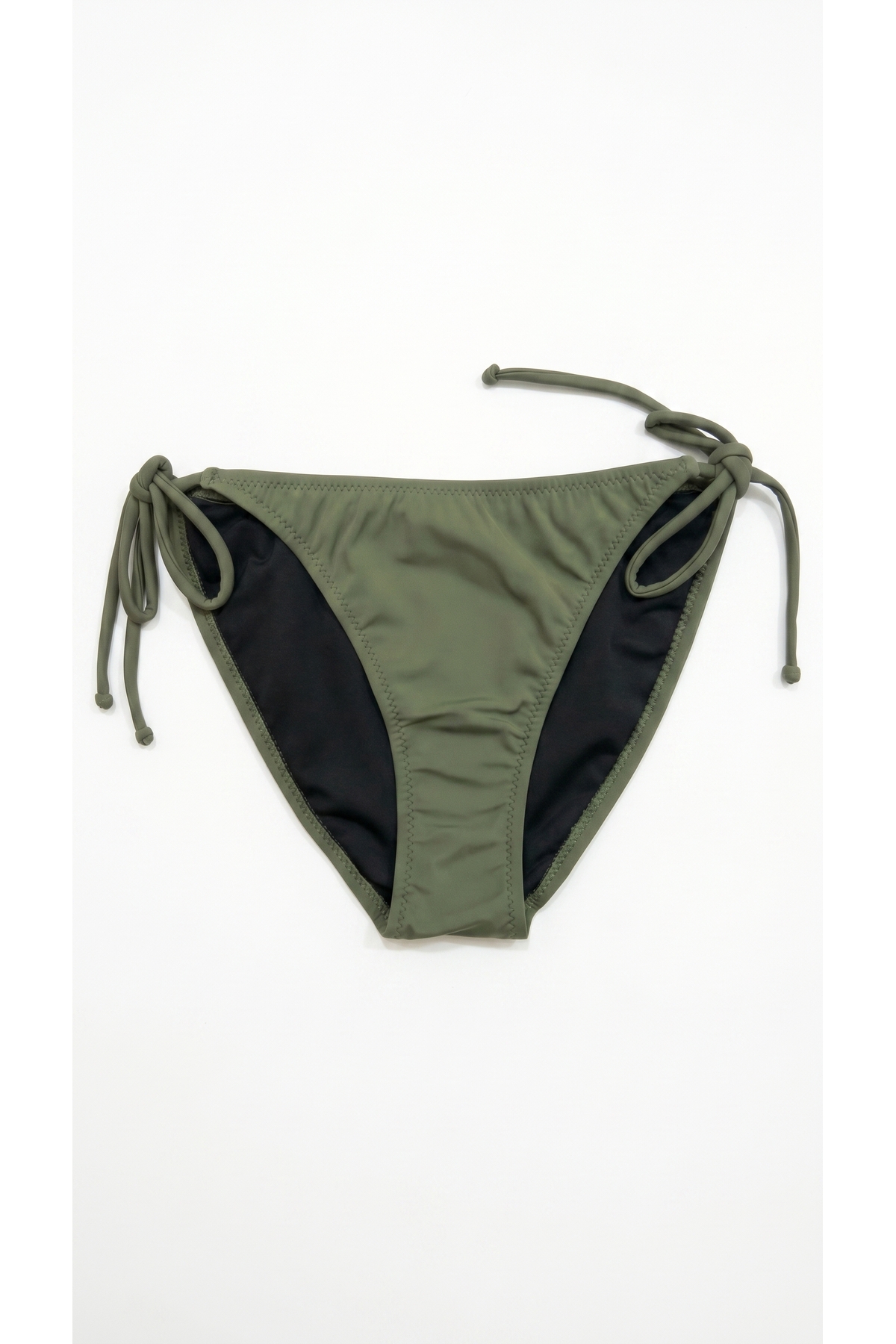 Khaki Thin Rope Tying Detailed Bikini Bottom