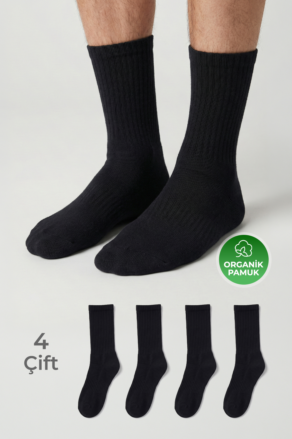 4-Piece Organic Cotton Bottom Towel Men Women Rib Knitting Seamless Retro Sports Tennis Socks 3504