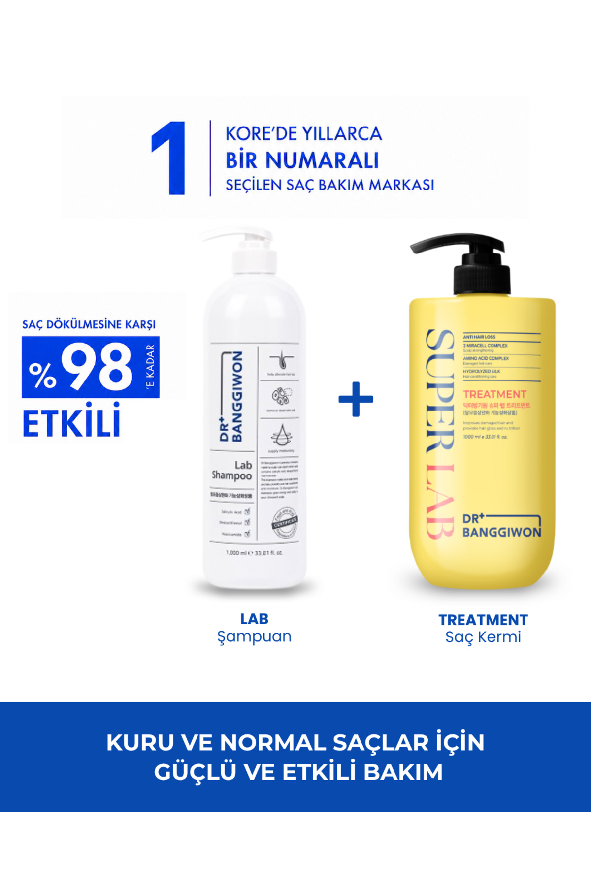 DR BANGGIWON Kuru Ve Normal Saçlar İçin Lab Şampuan ve SuperLab Treatment Saç Kremi 2x1000 Ml — labvesuper
