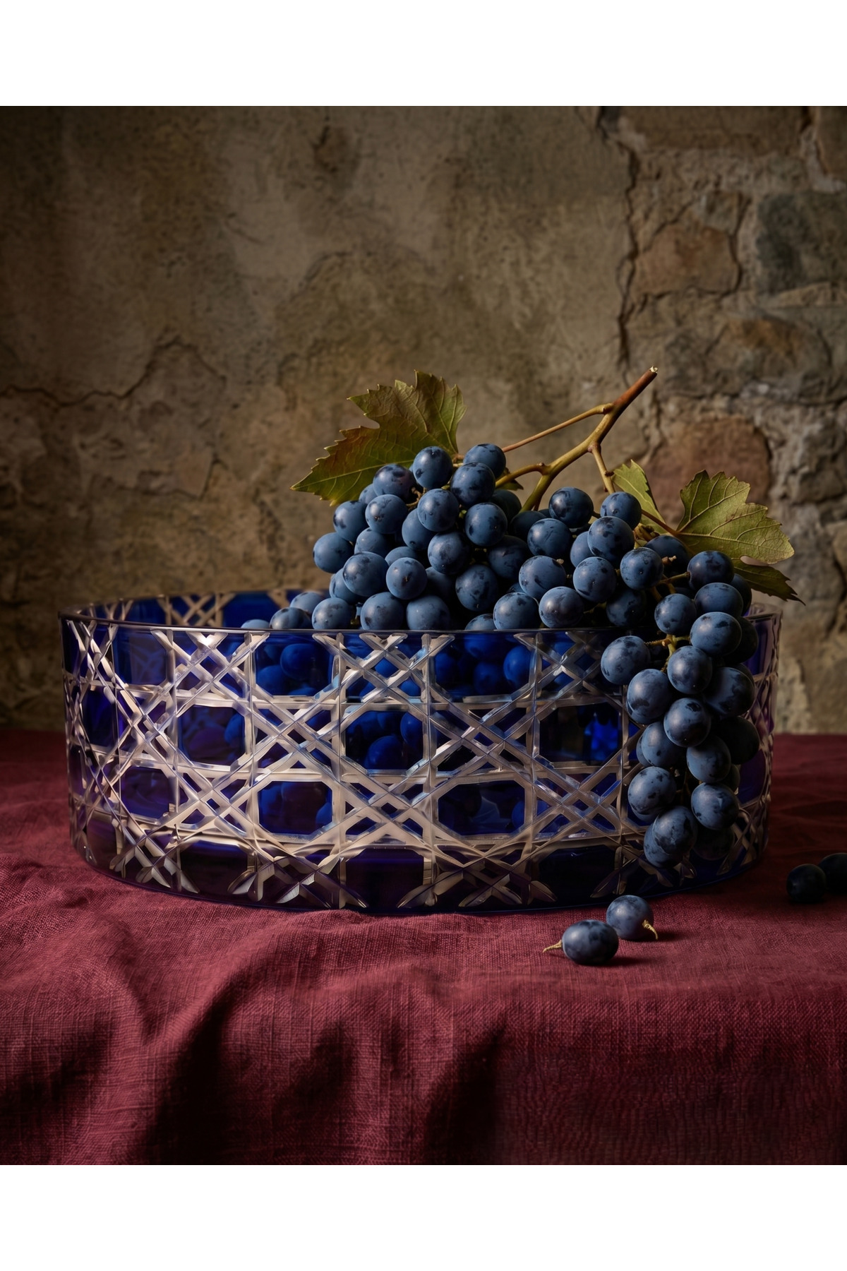 Crystal Decor Handcrafted Velin Series Glass Bowl / Fruit Bowl 25CM BLUE