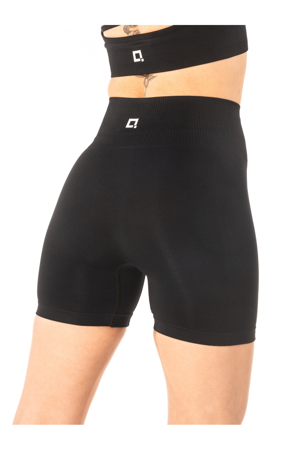WOMEN'S HIGH WAIST WRAP SHORT BLACK SPORTS TIGHTS 13CM FİTNESS PİLATES YOGA GYM SEAMLESS SHORTS LEGGINGS
