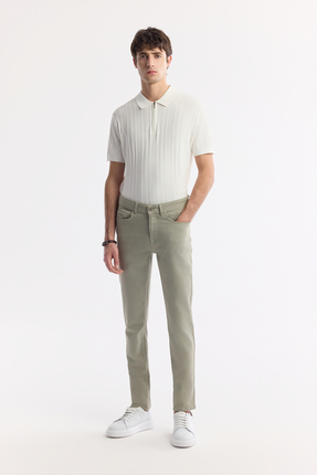 Avva Erkek Haki Pamuklu Berlin Slim Fit Jean Pantolon A51Y3515