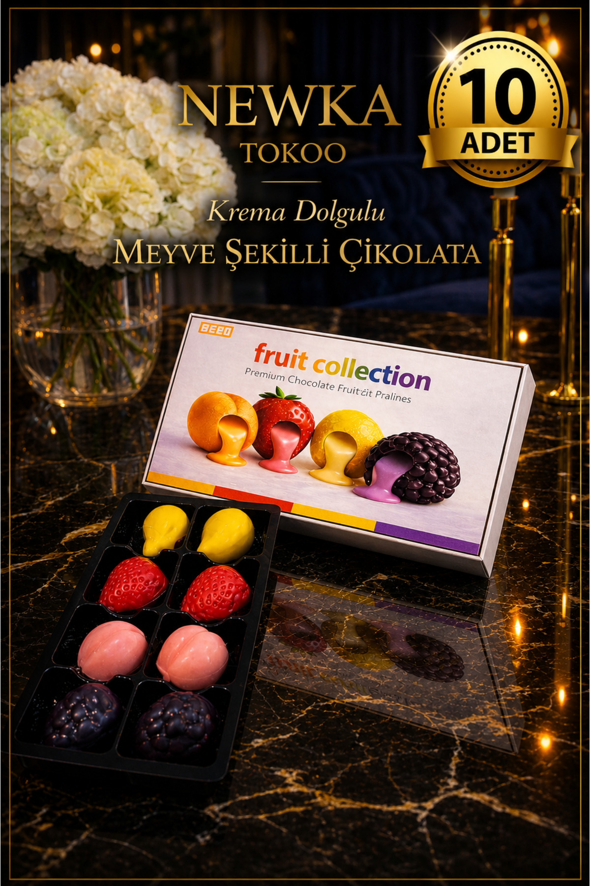 Tokoo Fruit Collection - 96g*10 kutu Meyveli Krema Dolgulu Meyve