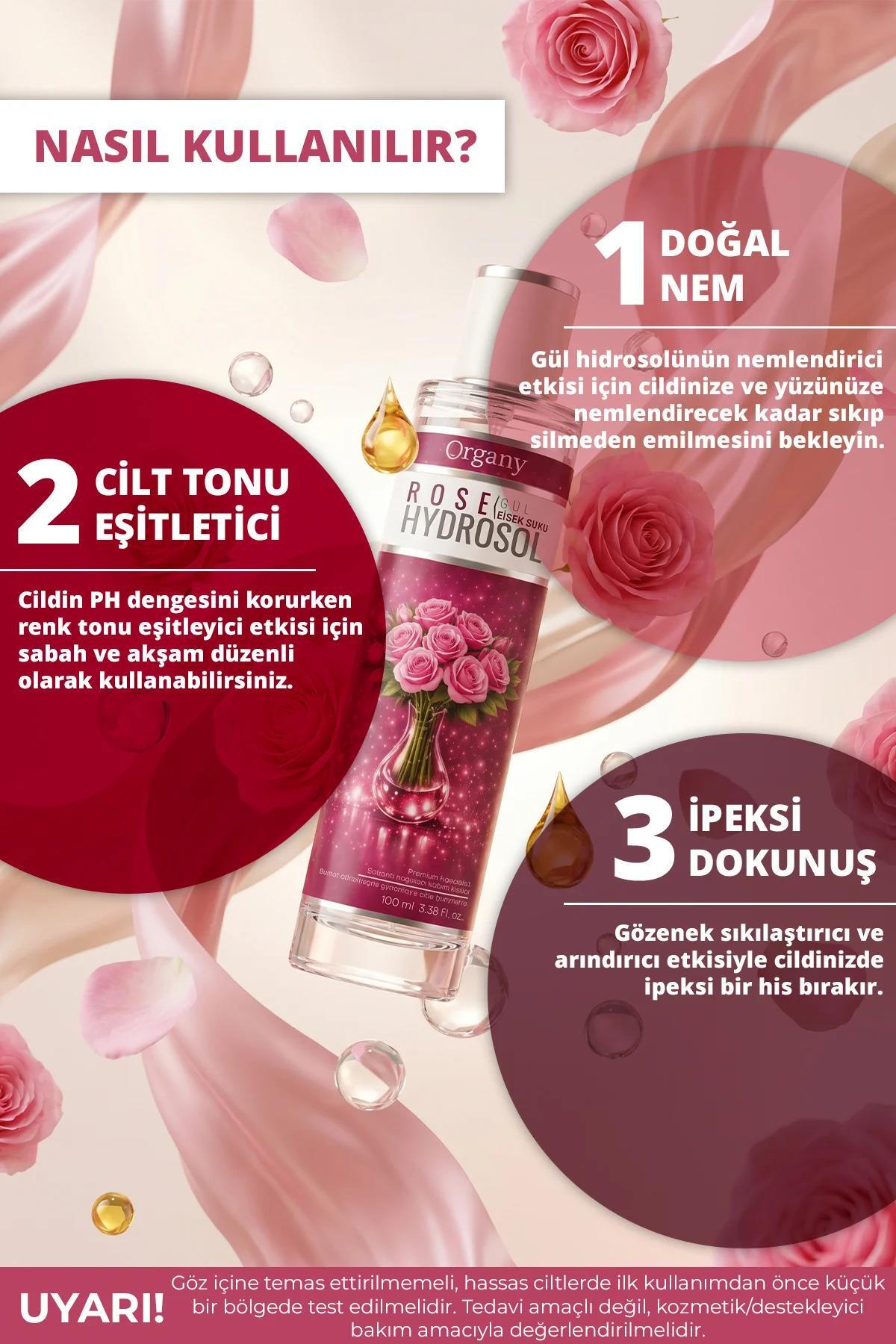 Gül Suyu Hidrosolü Gözenek Sıkılaştırıcı %100 Doğal Ferahlatıcı,Nemlendirici Yüz ve Cilt Bakım Toniği Rose Hidrosol 100 ml — OGDSGUL100 — تصویر 2 از 4