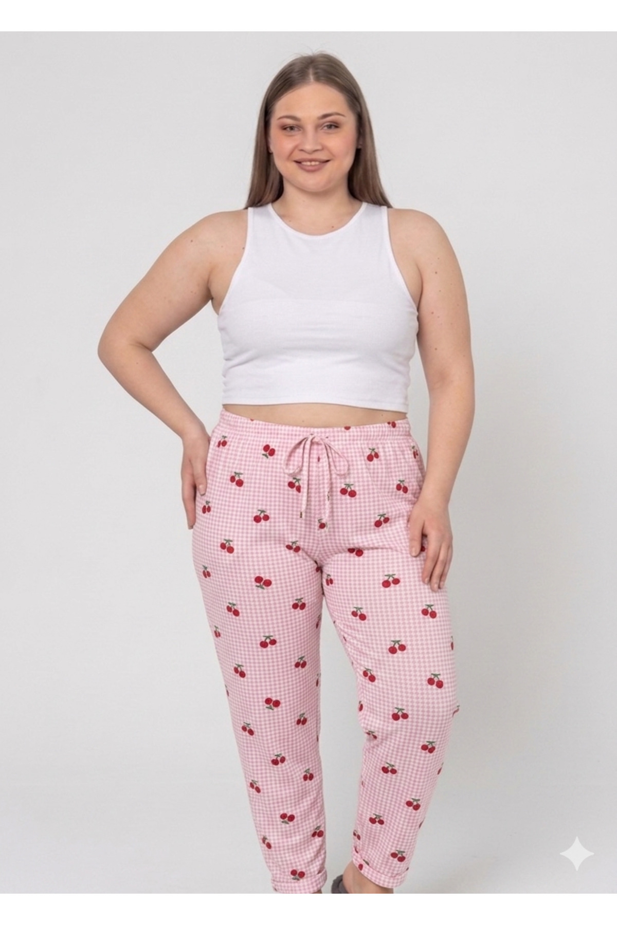 LOTTEBELLA 3Lü Paket Büyük Beden Pamuklu İnce Nefes Alabilen Kumaş Desenli Pijama Altı görsel 4