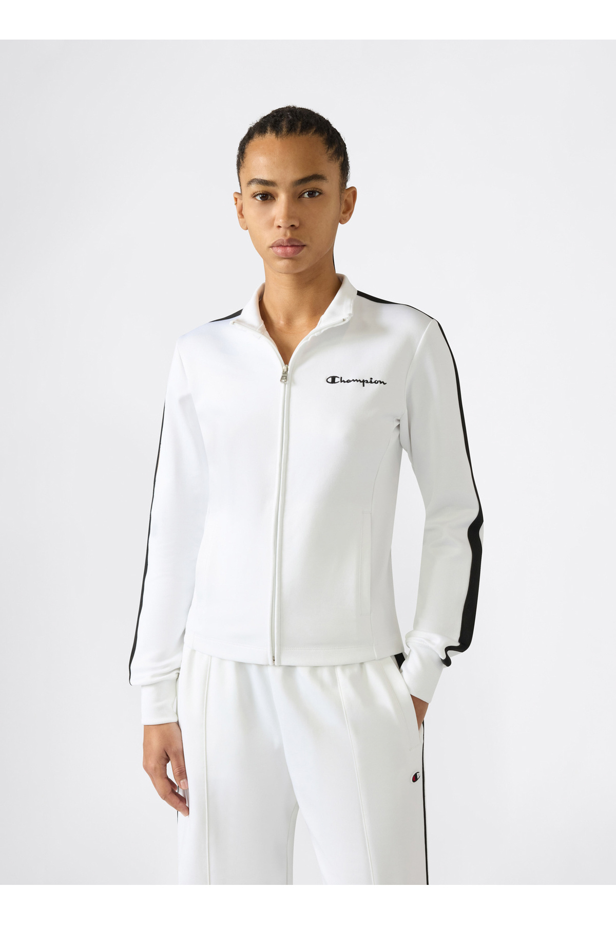 Champion 118596-WW001 Full Zip Hoodie Sweats Beyaz Kadın Zip Ceket