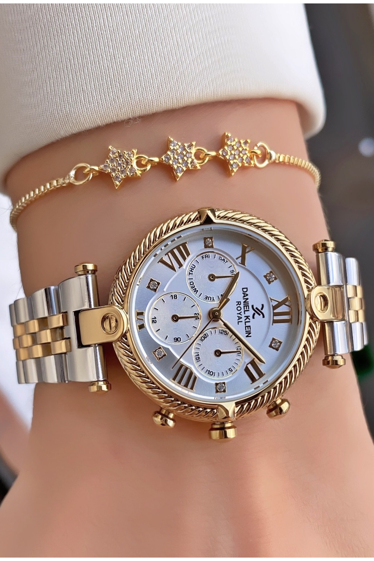 Brand Yellow Silver Color 2 Years Warranty Women Wrist Watch-Wristband Gift