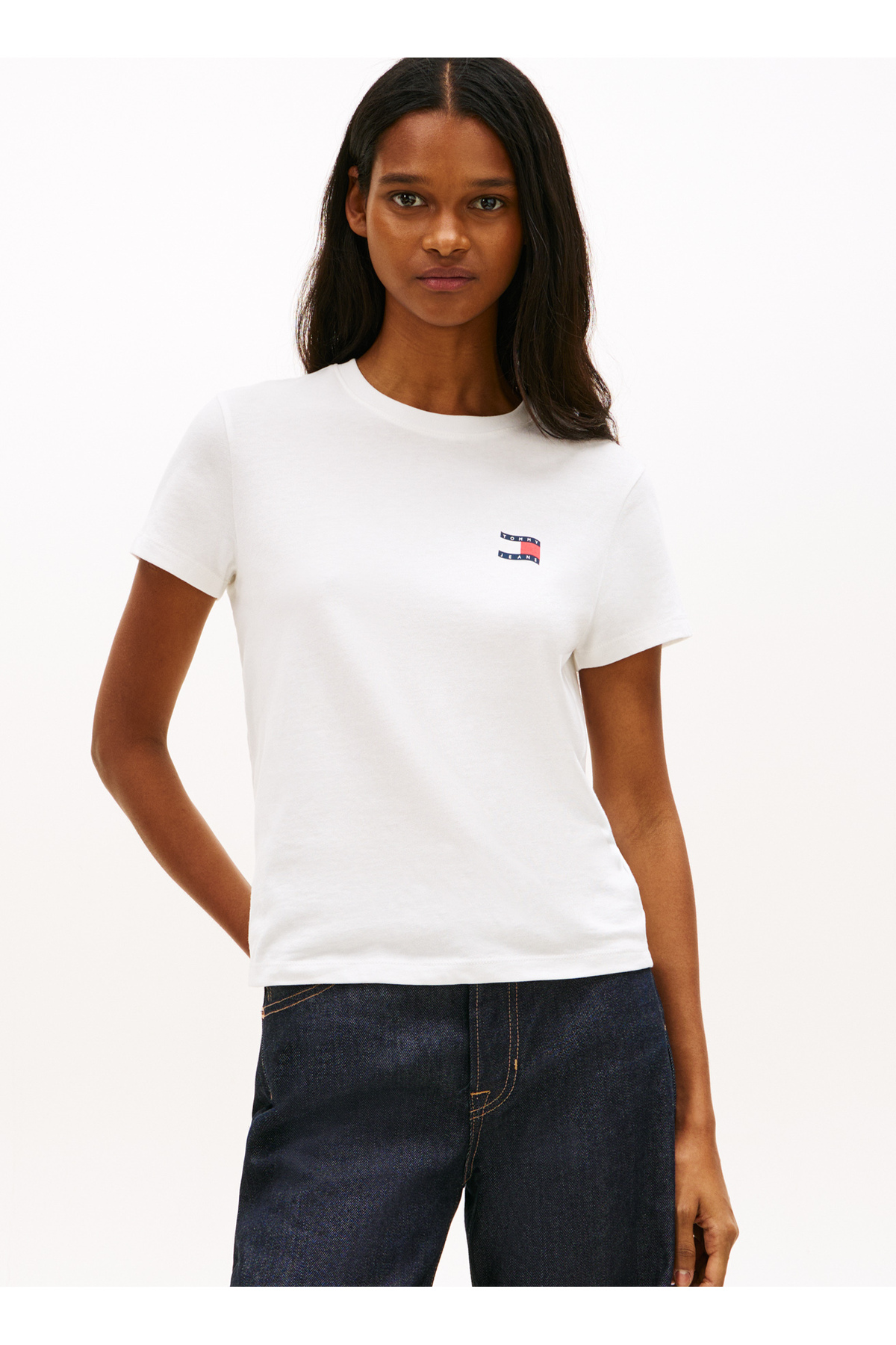 Tommy Jeans Ekru Kadın T-Shirt TJW REG WAVY FLAG SS TEE EXT görsel 2