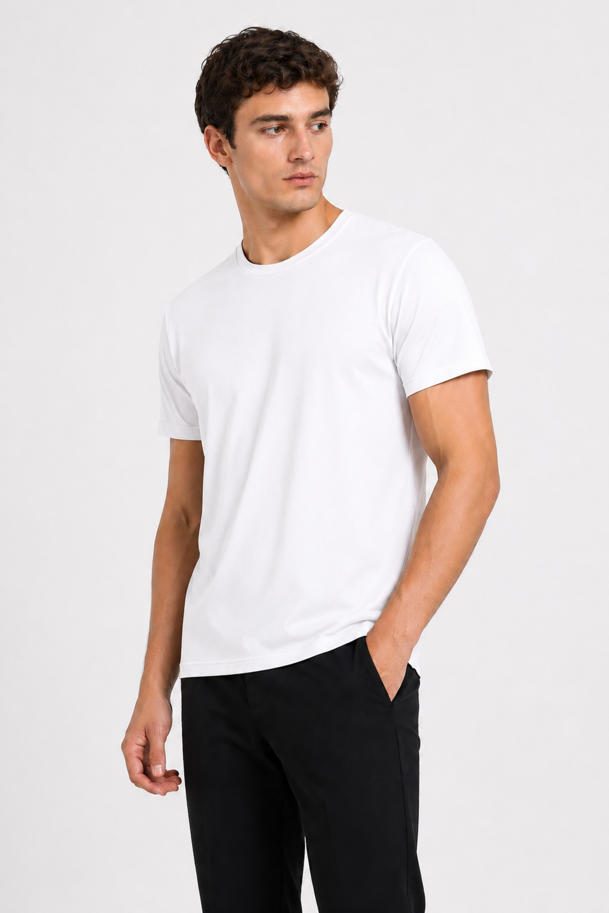 Men's Plain White T-Shirt 100% Cotton Basic Crew Neck Regular Fit Casual