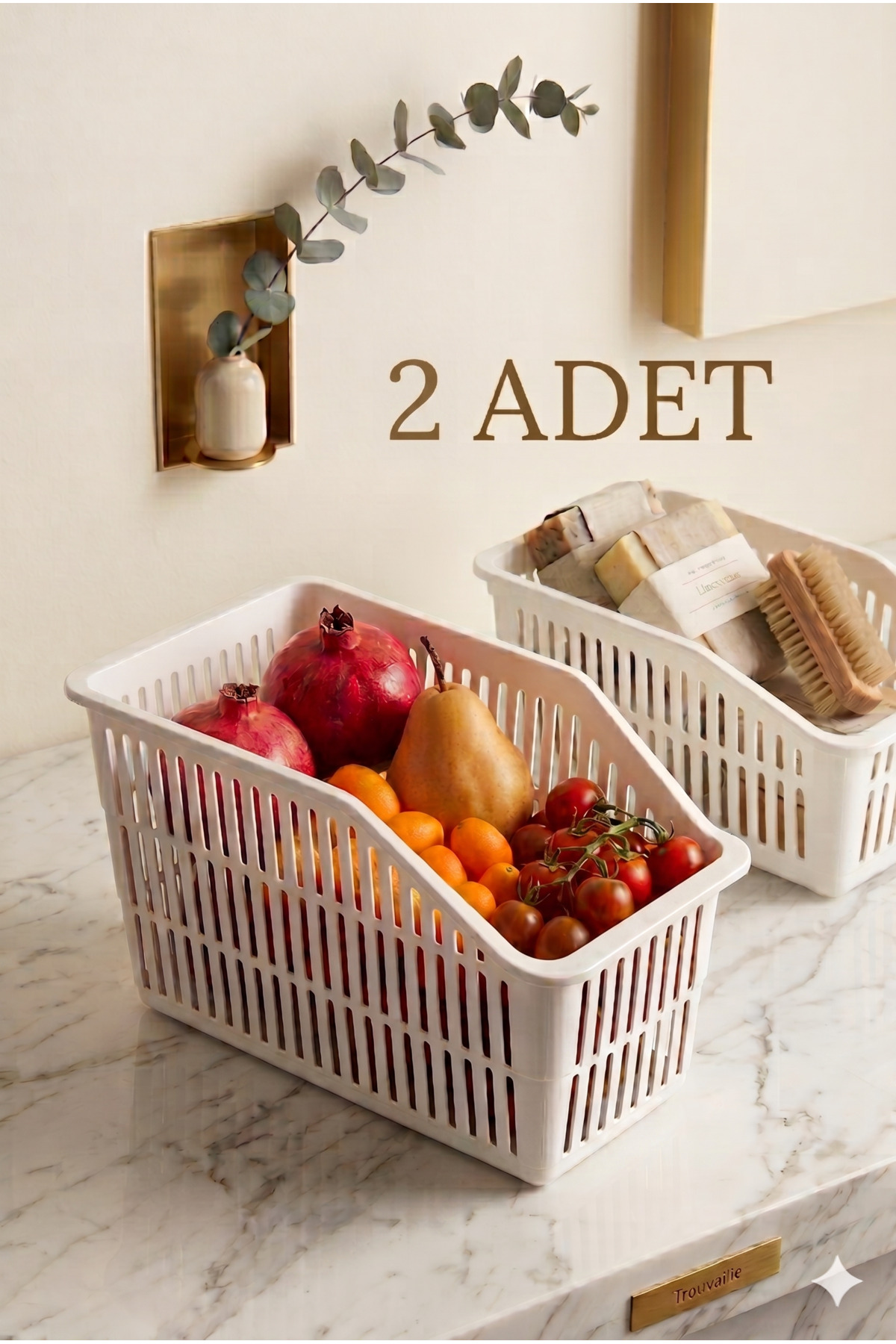 2pcs Fridge Organizer Vegetable Fruit Basket Kitchen Bathroom Undercounter Cabinet Organizer